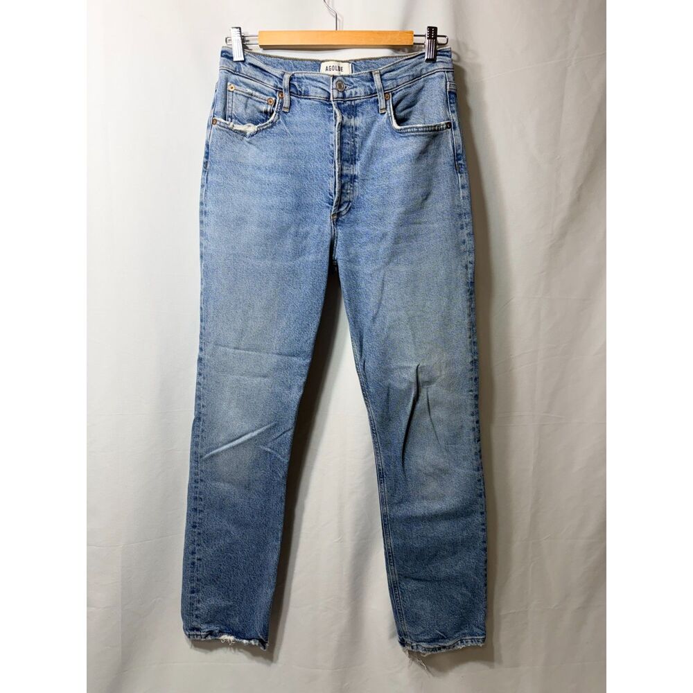 AGOLDE Riley Long High Rise Straight Leg Jeans Size 28 Light Wash